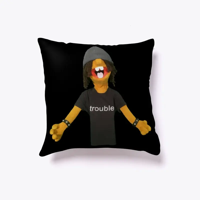 Trouble Brown Pillow